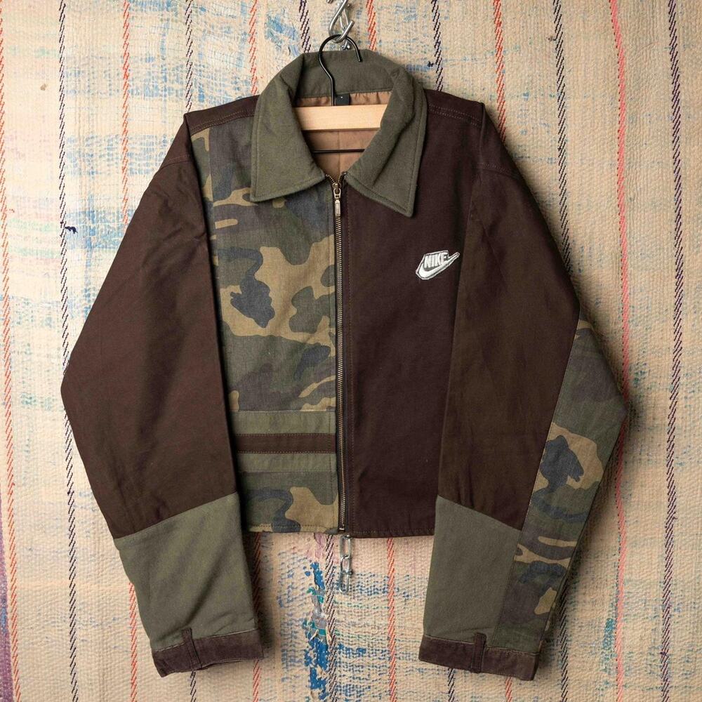 Custom upcycled cropped nike jacket